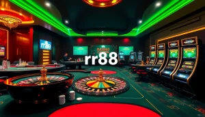 Players enjoying games at a luxurious casino featuring the rr88 link among dynamic slot machines and tables.