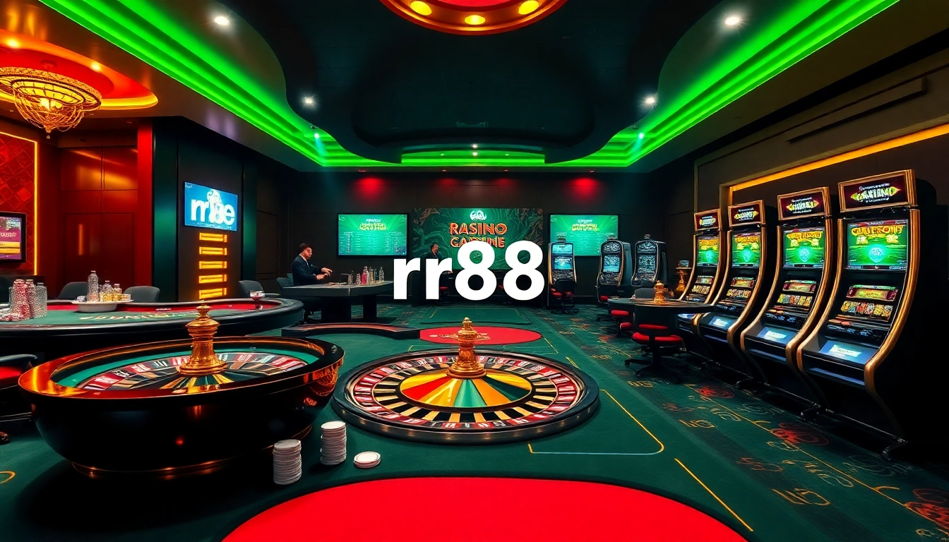 Players enjoying games at a luxurious casino featuring the rr88 link among dynamic slot machines and tables.