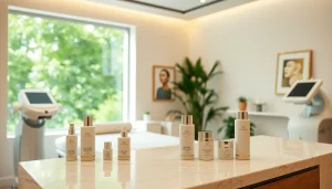 Promote medspa digital marketing with a sleek, tranquil med spa treatment room showcasing elegant products.