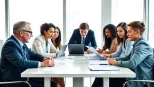 Engaged team discussing Contract Management strategies in a modern office setting.