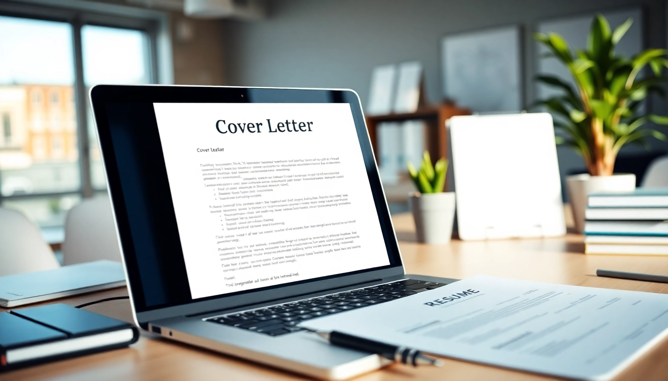 Generate a customized Cover Letter Generation with professional touch in a modern office.