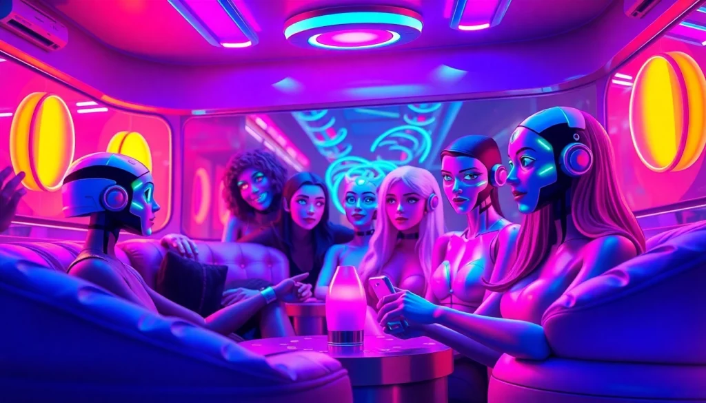 Engaging AI avatars in a lively chat interface for sex chat ai interactions.