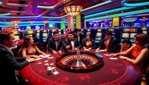 Experience the excitement of gambling with Fun88 link as players engage at a vibrant casino table.