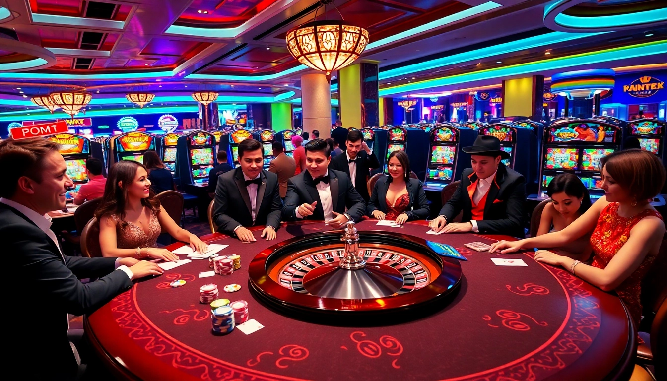 Experience the excitement of gambling with Fun88 link as players engage at a vibrant casino table.