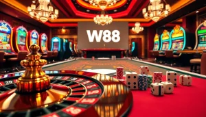 Experience thrilling gaming with the link to W88 at a luxurious online casino table.