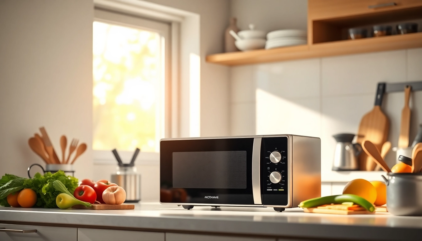 The affordable microwave oven showcased in a bright and inviting kitchen environment.