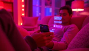 AI sexting interaction on a modern device with flirty messages and emojis.