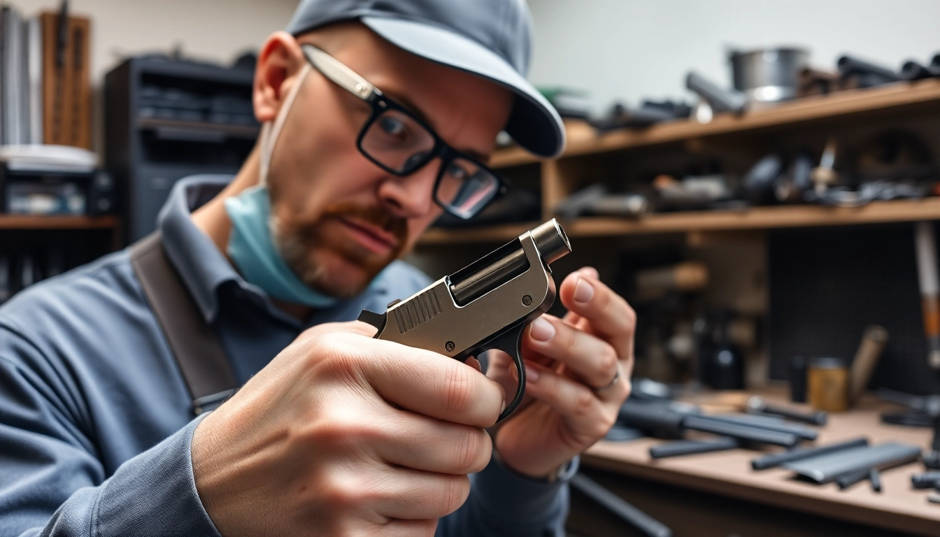 Showcasing the graves alamo 15 trigger during a detailed inspection in a professional workshop.