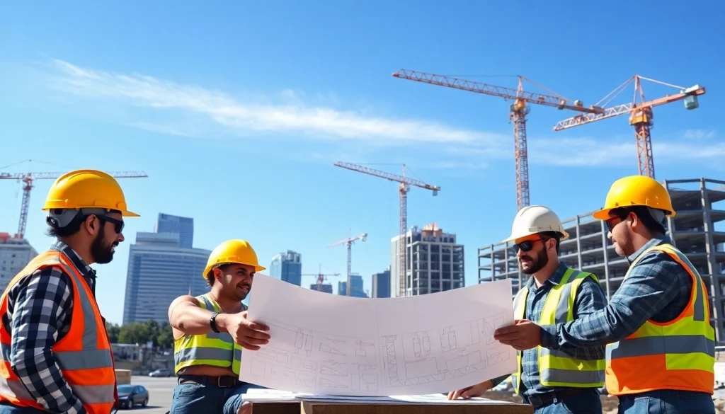 Workers engaged in Austin construction activities, demonstrating teamwork and professional craftsmanship.