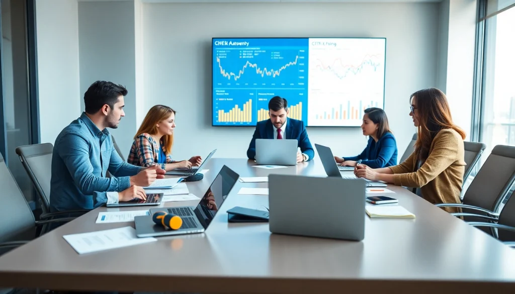 Analyze competitor pricing data in a professional business setting with diverse team members.