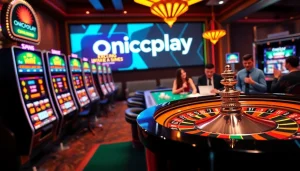 Experience high-stakes play at Onicplay's online casino with vibrant slot machines and thrilling atmosphere.