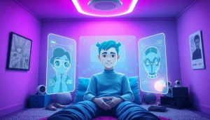 Engaging scene of nsfw character ai interaction between a digital companion and a user.