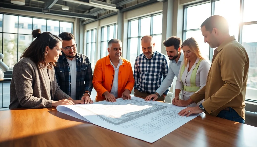 Construction professionals from the southern california contractors association strategizing over project plans.