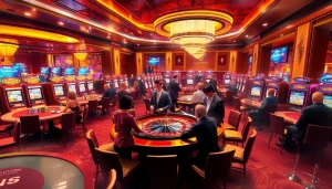 The hidden wiki official links displayed in a luxurious casino interior, featuring excited gamblers at the roulette table.