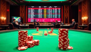 Engaging poker game scene showcasing link alternatif sbobet for thrilling online betting.