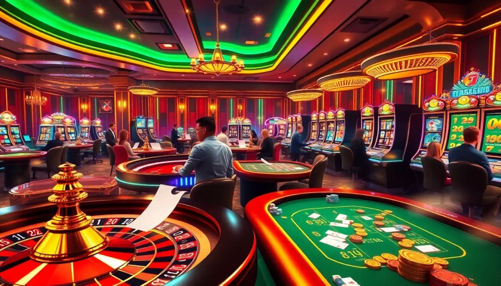 Engage in thrilling games at I9BET's vibrant online casino, with dynamic tables and colorful slot machines.