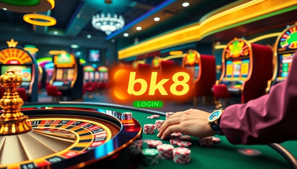 Experience seamless gaming at bk8 login with vibrant casino visuals and interactive gaming elements.