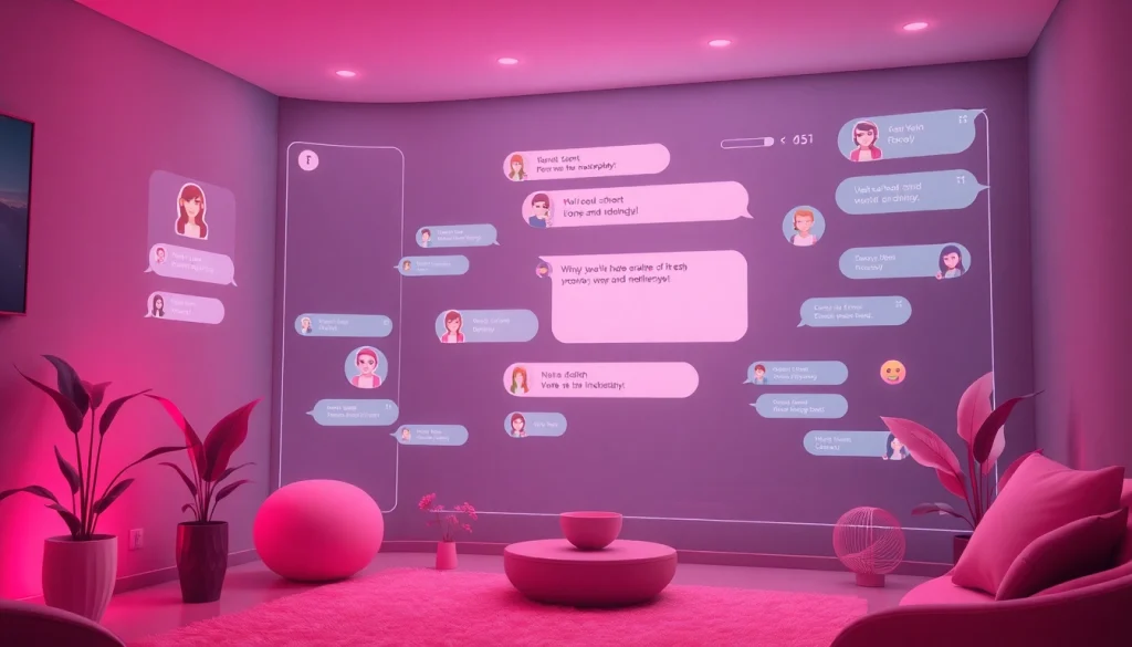 Engaging NSFW chat AI interface showcasing avatars and chat bubbles for an immersive experience