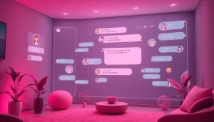 Engaging NSFW chat AI interface showcasing avatars and chat bubbles for an immersive experience