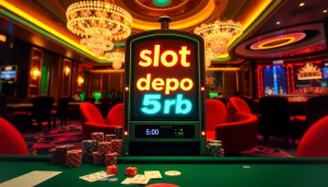 Rasakan sensasi slot depo 5rb dengan elemen kasino yang penuh warna seperti chip poker dan roda roulette.