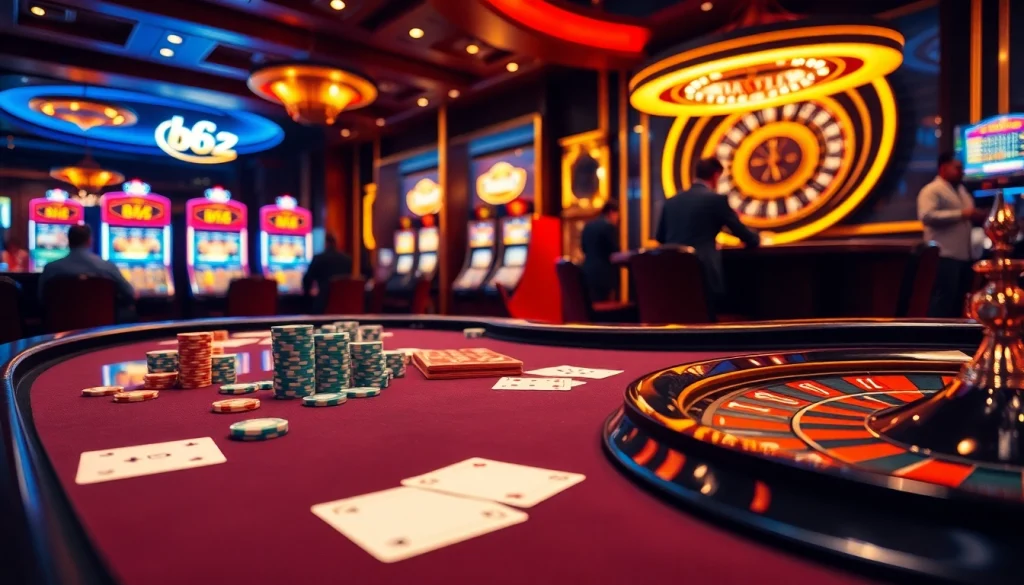 Experience thrilling gameplay at b52 club with vibrant casino tables and cards.