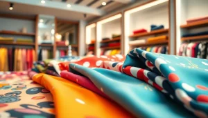 Tricot stof kopen van hoogwaardige kwaliteit met diverse prints in stijlvolle winkelomgeving.