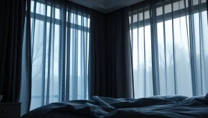 Geniet van verduisterende gordijnen die een rustige slaapkamer creëren met een sfeervolle uitstraling.