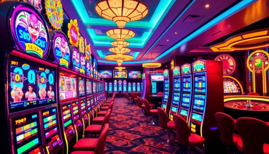 Rasakan kemenangan mendebarkan di slot deposit pulsa tanpa potongan dengan ikon kasino yang cerah dan hidup.