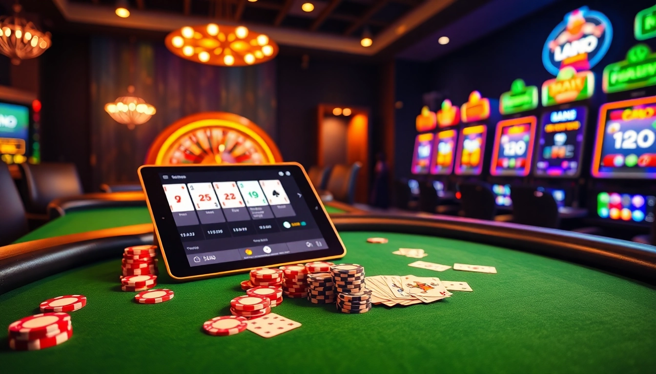 L'interface numérique de meilleur casino en ligne 2026 présente des jetons de poker et des cartes.