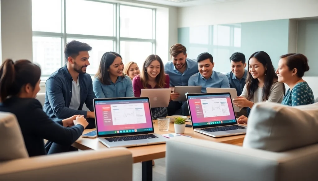 在现代办公室场景中，笔记本电脑上显示的快连VPN界面，展示了用户友好功能。