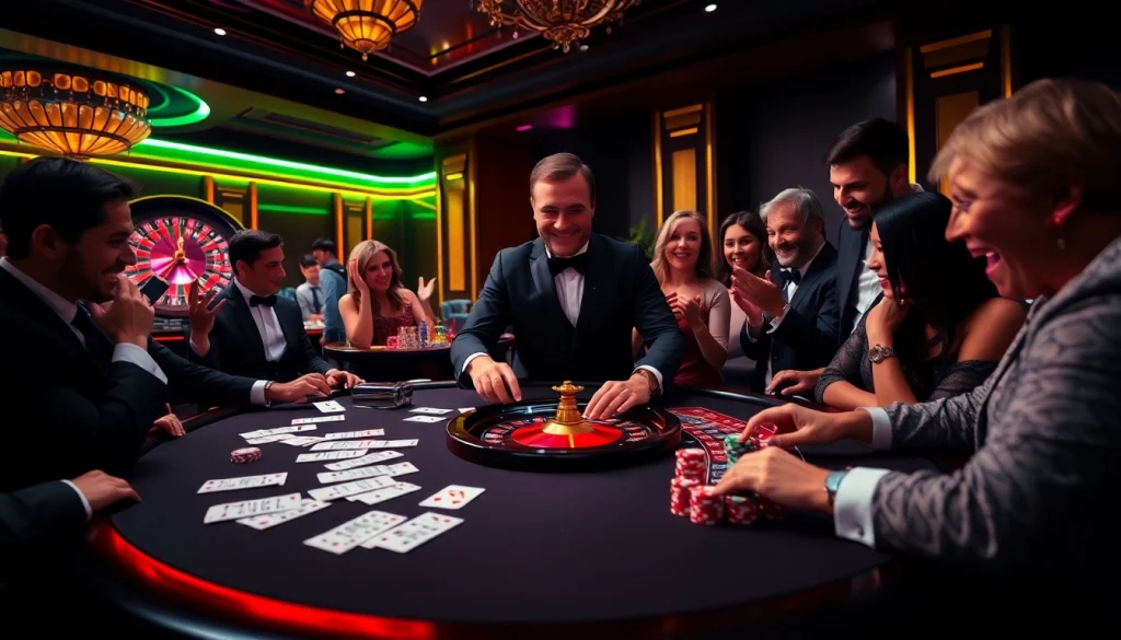 Engaging players at a casino table displaying action-packed moments at https://sri.gb.net/ with dynamic gambling elements.