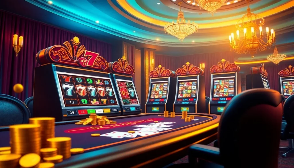 Experience the excitement of slot777 with vibrant online casino visuals and animated slot machines.