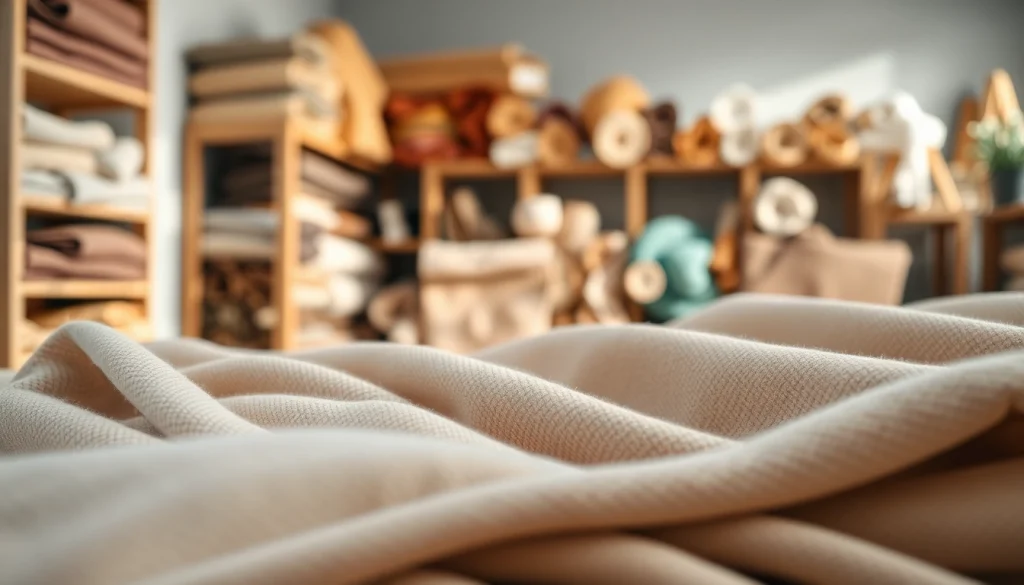 Verken zachte stof voor kleding met verschillende texturen en kleuren in een studio.