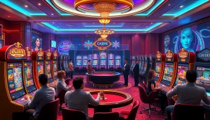 Experience thrilling gameplay at PG Soft's immersive casino featuring vibrant slot machines and excited players.