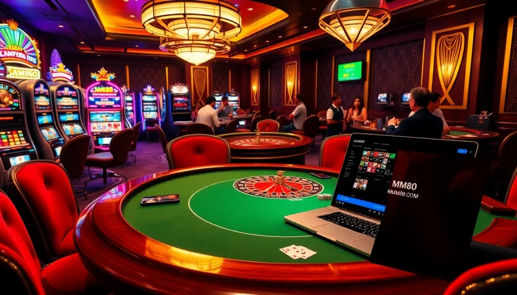 Experience vibrant gaming at mm88 com with thrilling blackjack tables and an engaging roulette wheel.