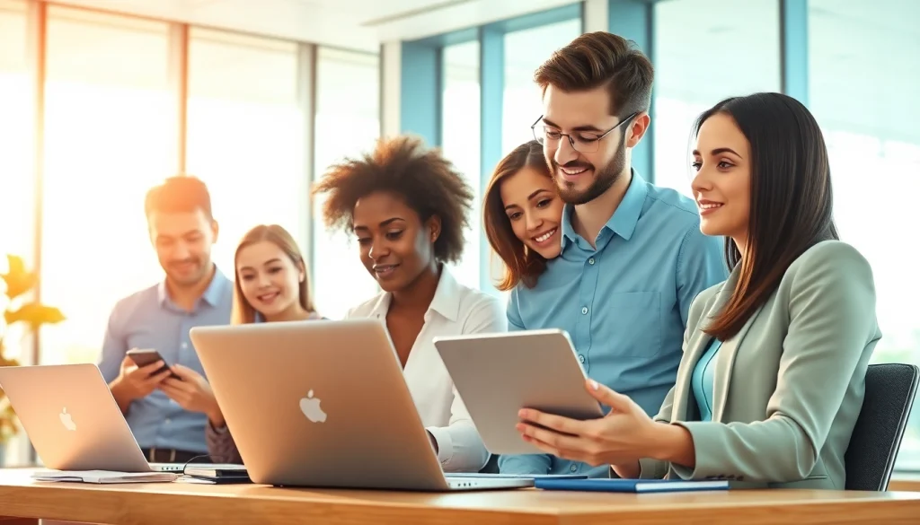 Engaged professionals utilizing WhatsApp Business CRM for effective collaboration.